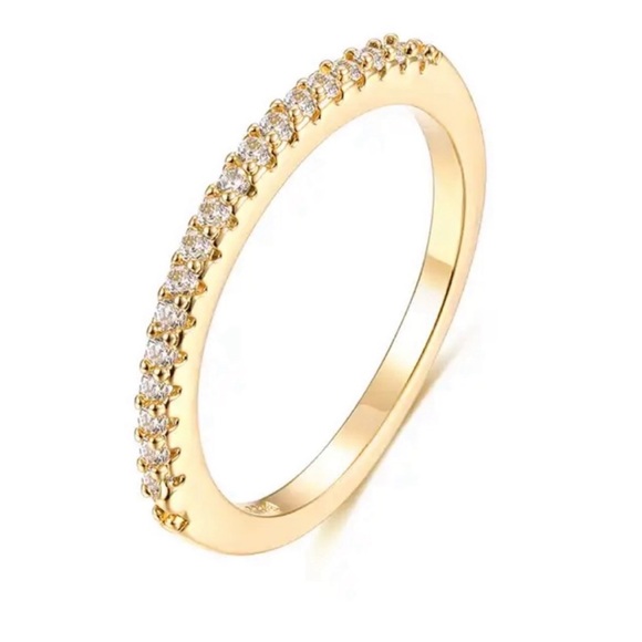 Jewelry - Dainty White Diamond CZ half eternity ring in gold, plated S925